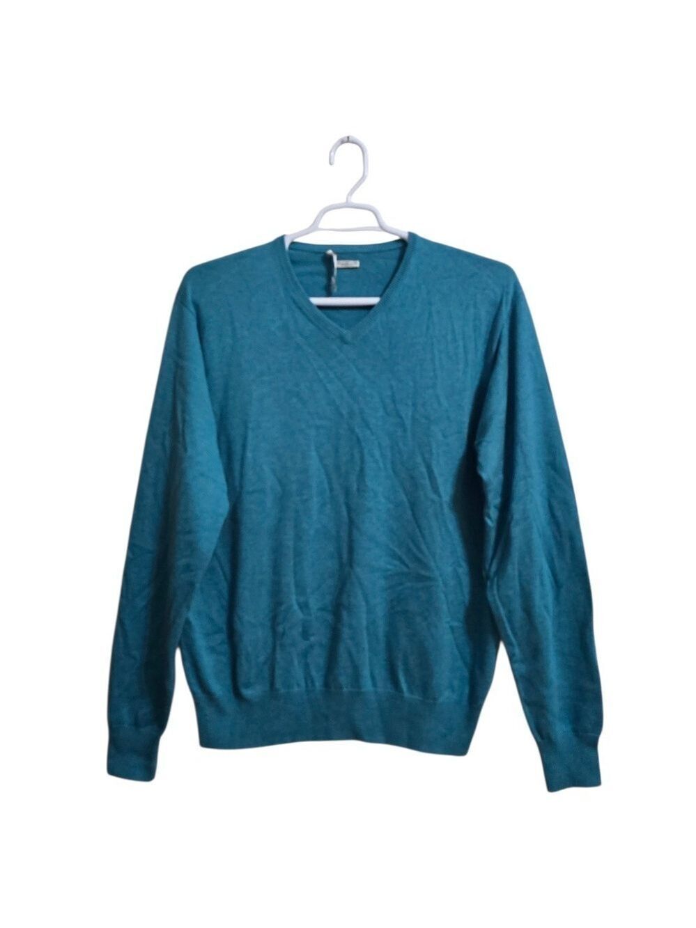 Peter Millar Crown Soft Silk Cashmere V-Neck Sweater In Teal Sz XL